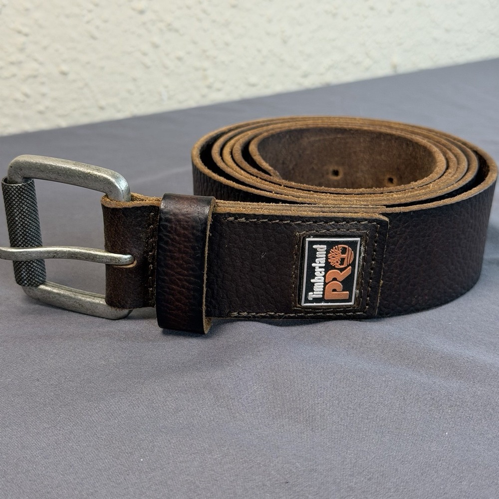 Timberland PRO Men's Genuine Full Grain Leather Belt Brown Size 52
